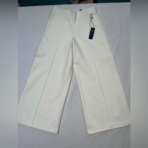 JNY Jones New York-Crop Wide Leg-High Rise Pants-Women’s Medium-Cream/Ivory